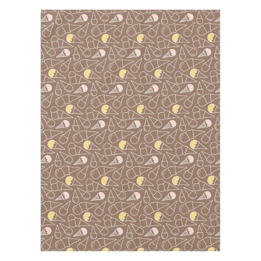 Ice Cream Cone Pattern on Brown Tafelkleed (Voorkant)