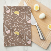 Ice Cream Cone Pattern on Brown Theedoek (Quarter Fold)