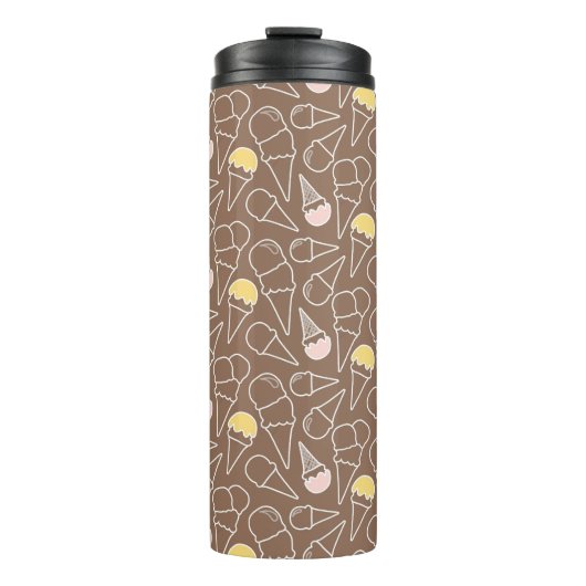 Ice Cream Cone Pattern on Brown Thermosbeker (Voorkant)