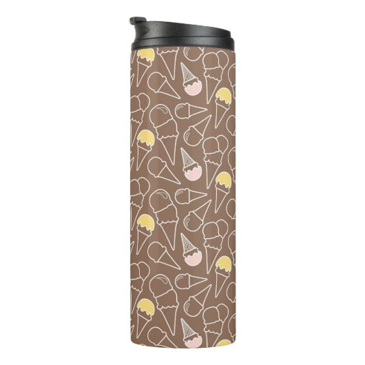 Ice Cream Cone Pattern on Brown Thermosbeker (Geroteerd rechts)