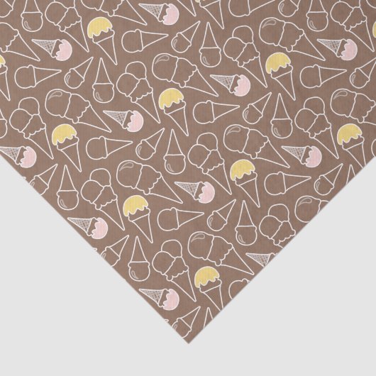 Ice Cream Cone Pattern on Brown Tissuepapier (Detail)