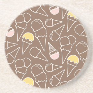 Ice Cream Cone Pattern on Brown Zandsteen Onderzetter