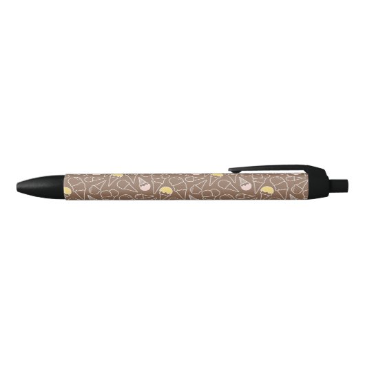 Ice Cream Cone Pattern on Brown Zwarte Inkt Pen (Bovenkant)
