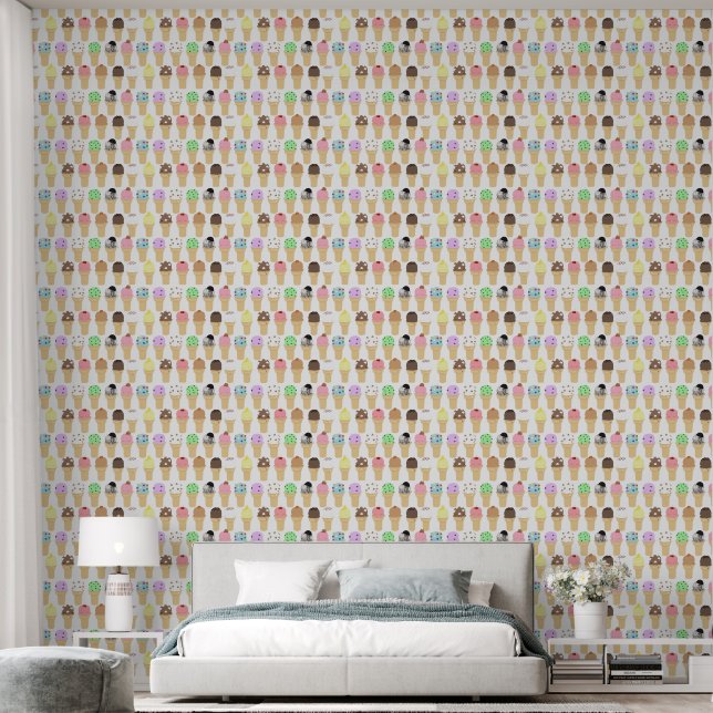 Ice Cream Cone Pattern Wall Paper Behang (Slaapkamer)