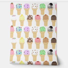 Ice Cream Cone Pattern Wall Paper Behang