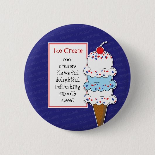 Ice Cream Cone Pin Ronde Button 5,7 Cm (Voorkant)