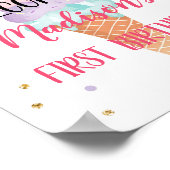 Ice Cream Cone Pink Gold Birthday Welkom Poster (Hoek)