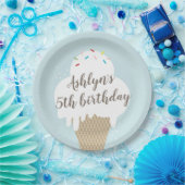 Ice Cream Cone Rainbow Sprinkles Kids Birthday Papieren Bordje (Feest)