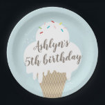 Ice Cream Cone Rainbow Sprinkles Kids Birthday Papieren Bordje<br><div class="desc">Ice Cream Cone Rainbow Sprinkles doodt Birthday Party Paper Borden met aanpasbare kindernaam en leeftijd. Klik uitgeven knoop om dit ontwerp te personaliseren.</div>