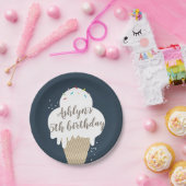 Ice Cream Cone Rainbow Sprinkles Kids Birthday Papieren Bordje (Feest)