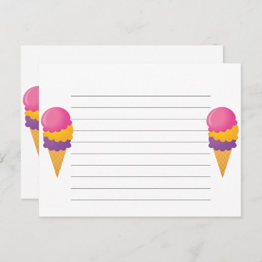 Ice Cream Cone Recipcard Briefkaart (Voorkant / Achterkant)
