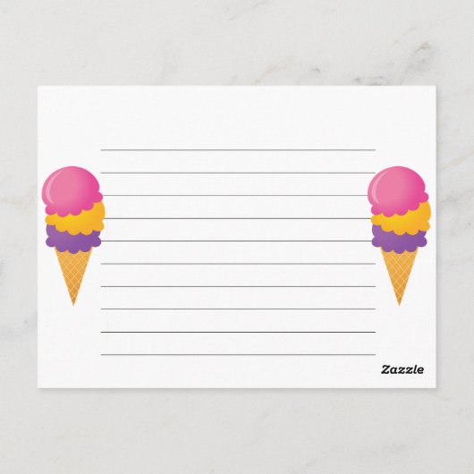 Ice Cream Cone Recipcard Briefkaart (Achterkant)