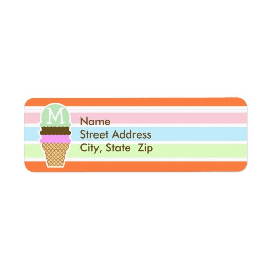 Ice Cream Cone; Retro Neon Rainbow Etiket (Voorkant)
