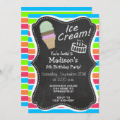 Ice Cream Cone; Retro Neon Rainbow Kaart (Voorkant / Achterkant)