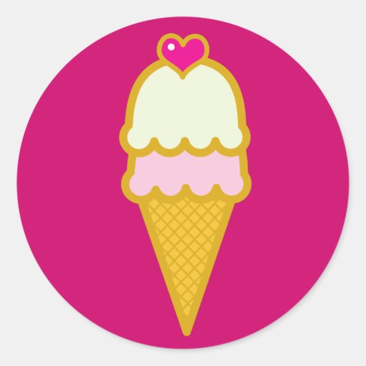 Ice Cream Cone Ronde Sticker (Voorkant)