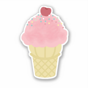 Ice Cream Cone Roze Sticker