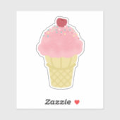 Ice Cream Cone Roze Sticker (Vel)