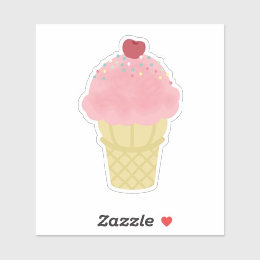 Ice Cream Cone Roze Sticker (Vel)