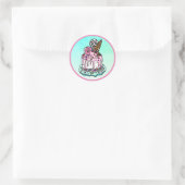 Ice Cream Cone Roze Verjaardagstaart Sprinkles Ronde Sticker (Tas)