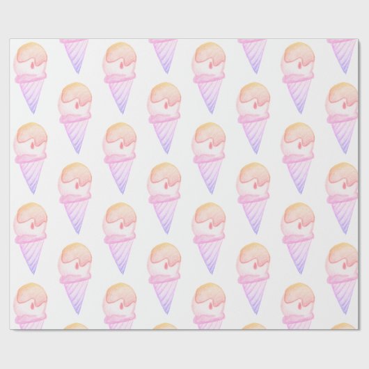 Ice Cream Cone schets | Roze & Paarse Vervagen Cadeaupapier (Vlak)