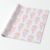 Ice Cream Cone schets | Roze & Paarse Vervagen Cadeaupapier (Uitgerold)