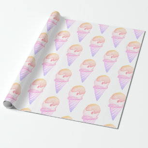 Ice Cream Cone schets   Roze & Paarse Vervagen Cadeaupapier