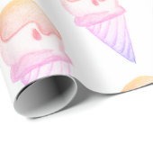 Ice Cream Cone schets | Roze & Paarse Vervagen Cadeaupapier (Rol Hoek)