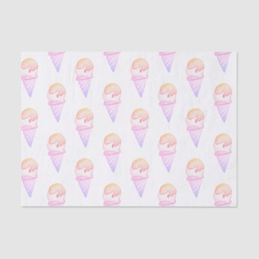 Ice Cream Cone schets | Roze & Paarse Vervagen Tissuepapier (Voorkant)