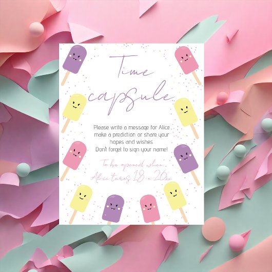 Ice Cream Cone Scoop Birthday Party Time Capsule Poster