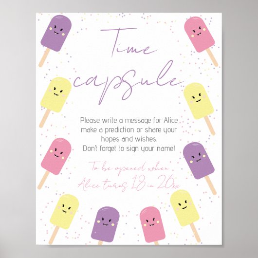 Ice Cream Cone Scoop Birthday Party Time Capsule Poster (Voorkant)