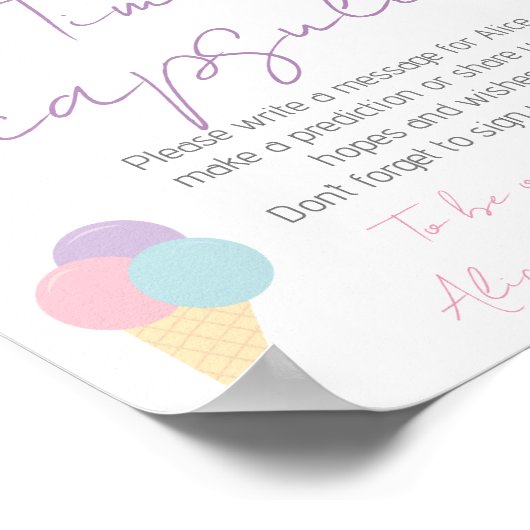 Ice Cream Cone Scoop Birthday Party Time Capsule Poster (Hoek)