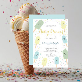 Ice Cream Cone Scoop Confetti Kinder Baby shower Kaart