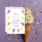 Ice Cream Cone Scoop Confetti Pink Birthday Party Kaart