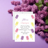 Ice Cream Cone Scoop Confetti Pink Birthday Party Kaart