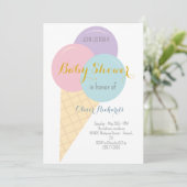 Ice Cream Cone Scoop Kinder Baby shower Kaart (Staand voorkant)