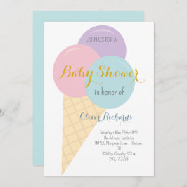Ice Cream Cone Scoop Kinder Baby shower Kaart