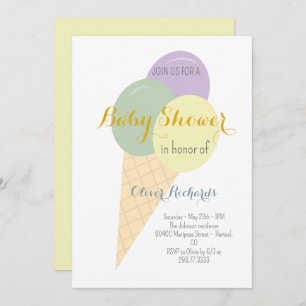 Ice Cream Cone Scoop Kinder Baby shower Kaart
