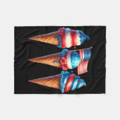 Ice Cream Cone Scoops Ontworpen Amerikaanse Vlag 4 Fleece Deken (Voorkant (Horizontaal))