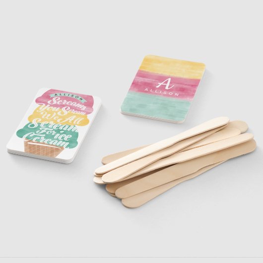 Ice Cream Cone Scoops Treat Bright Birthday Party Handwaaier (Niet-gemonteerd)