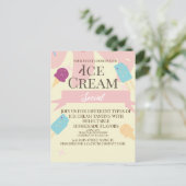 Ice Cream Cone Social Flyers Invitation Yellow Briefkaart (Staand voorkant)