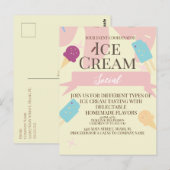 Ice Cream Cone Social Flyers Invitation Yellow Briefkaart (Voorkant / Achterkant)
