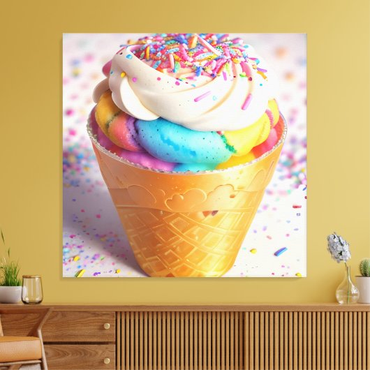 Ice Cream Cone Sprinkles Canvas Afdruk (Insitu (Woonkamer))