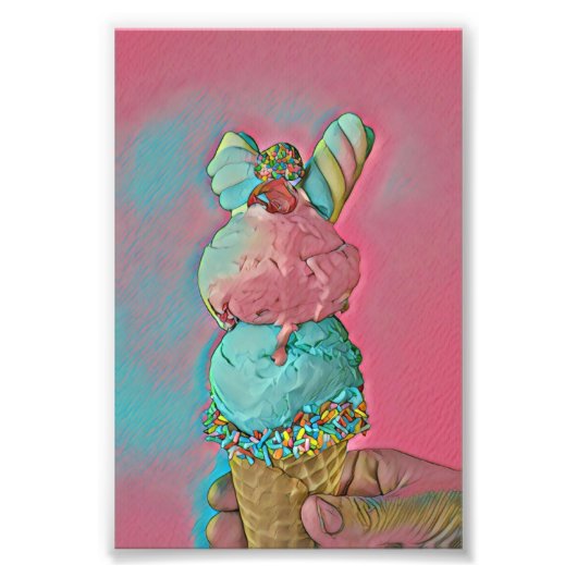 Ice cream cone sprinkles foto afdruk (Voorkant)