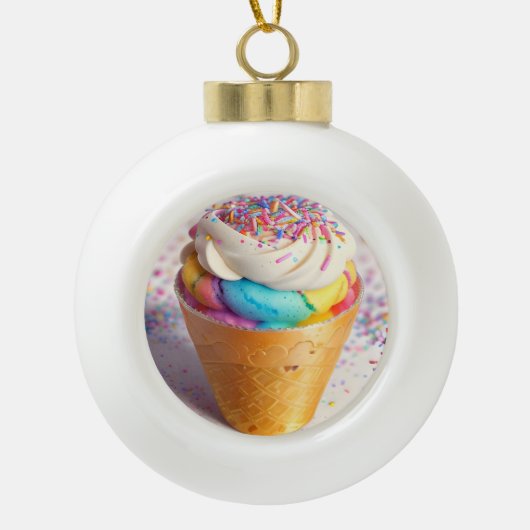 Ice Cream Cone Sprinkles Keramische Bal Ornament (Voorkant)