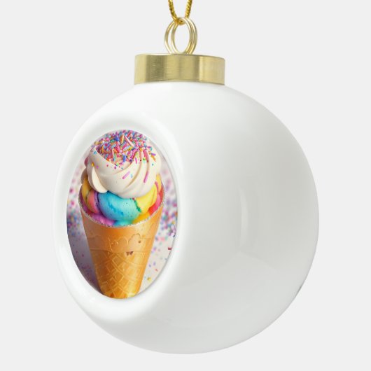 Ice Cream Cone Sprinkles Keramische Bal Ornament (Rechts)