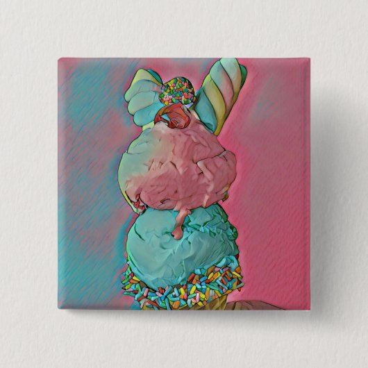 Ice cream cone sprinkles vierkante button 5,1 cm (Voorkant)