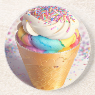 Ice Cream Cone Sprinkles Zandsteen Onderzetter