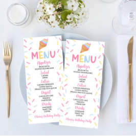 Ice Cream Cone Sprinkles Zoet Verjaardagsfeestje V Menu