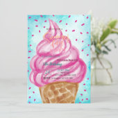 Ice Cream Cone Summer Birthday Kaart (Staand voorkant)