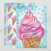 Ice Cream Cone Summer Birthday Kaart (Voorkant / Achterkant)